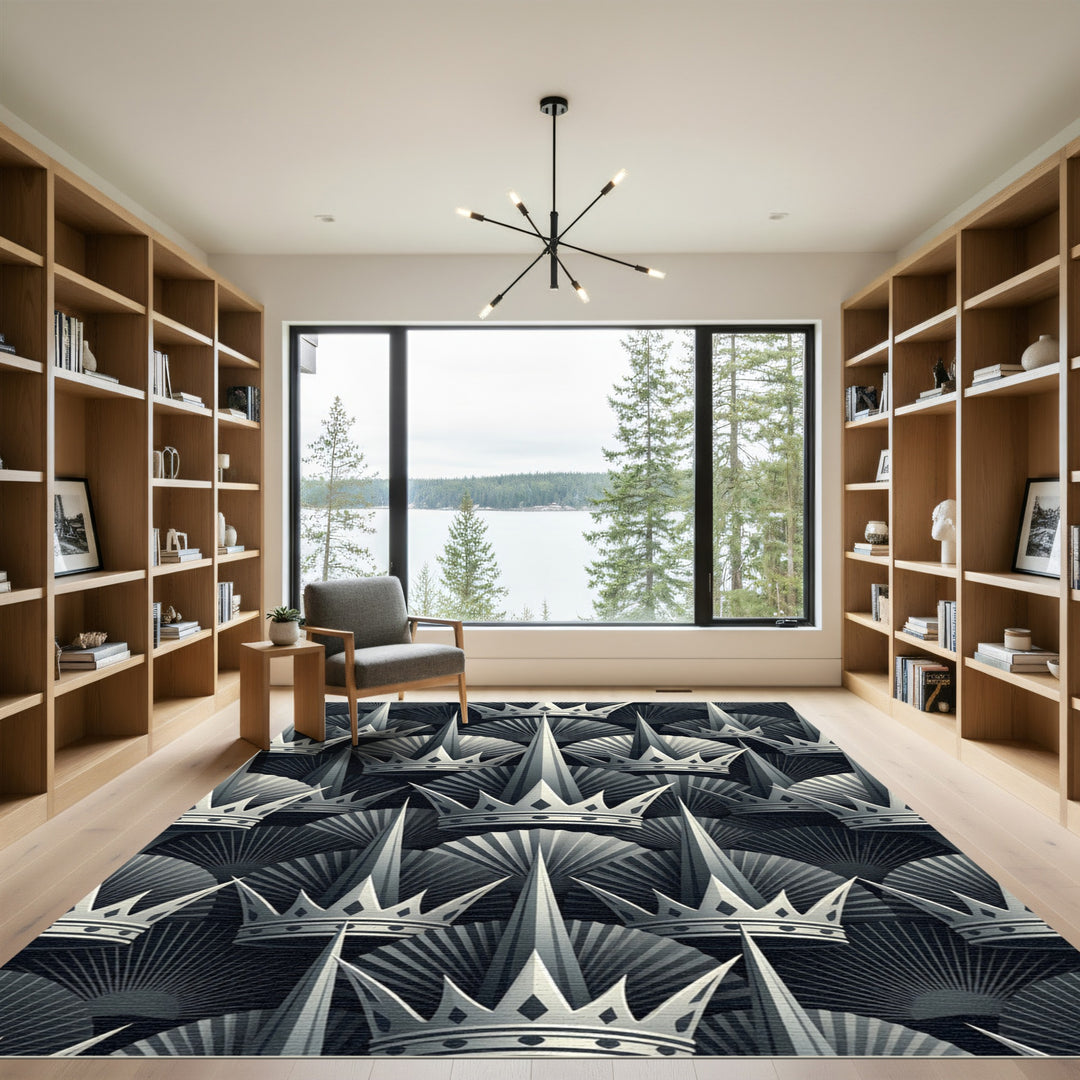 Royal Gray Crown Fan Rug