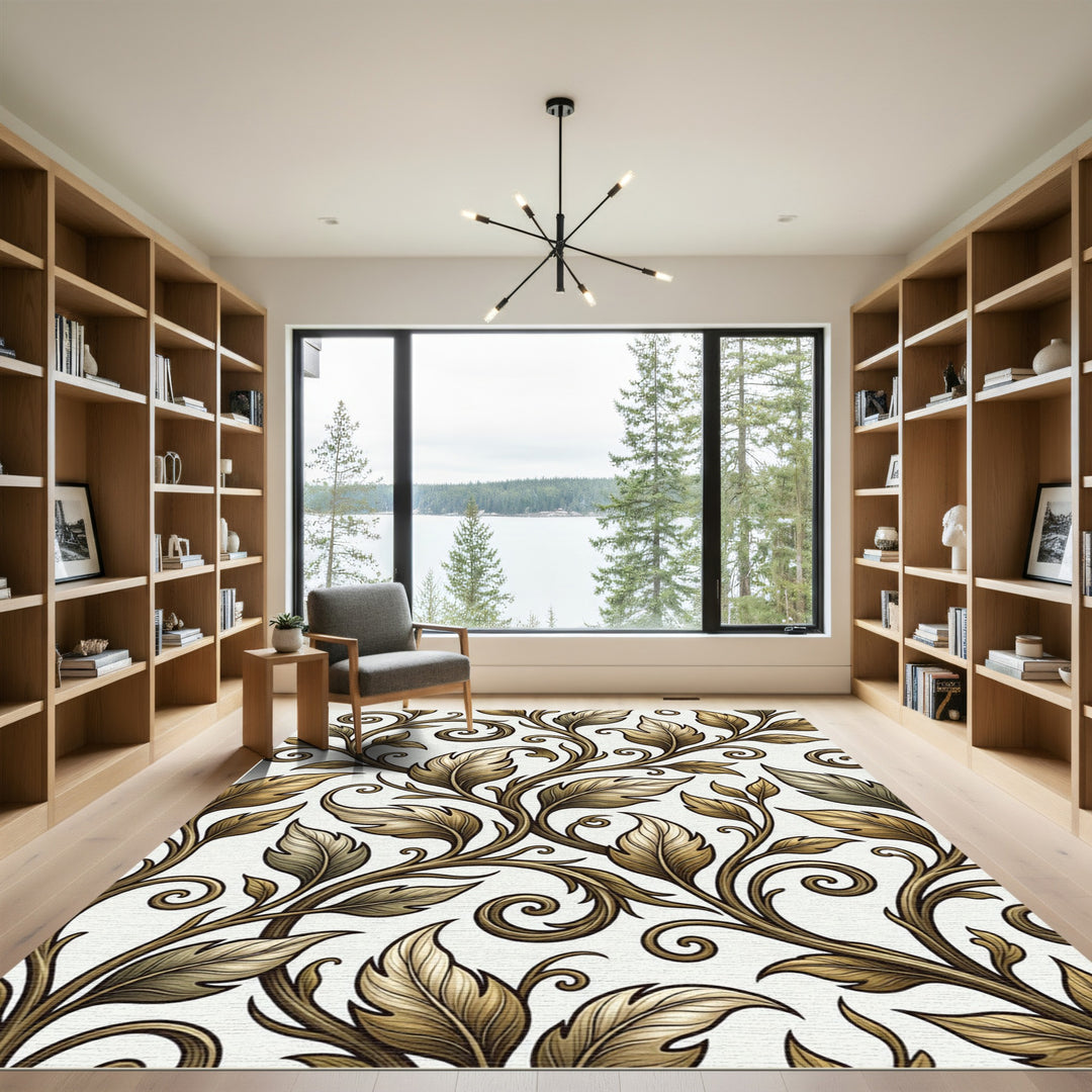 Golden Acanthus Leaf Scroll Rug