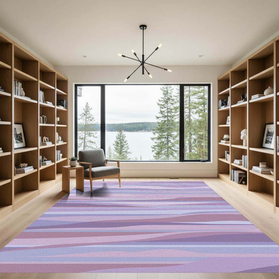 Lavender Hues Wavy Stripe Art Rug