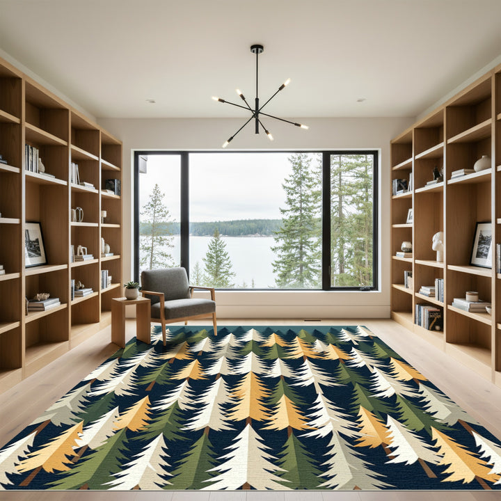 Forest Pine Trees Geometric Rug