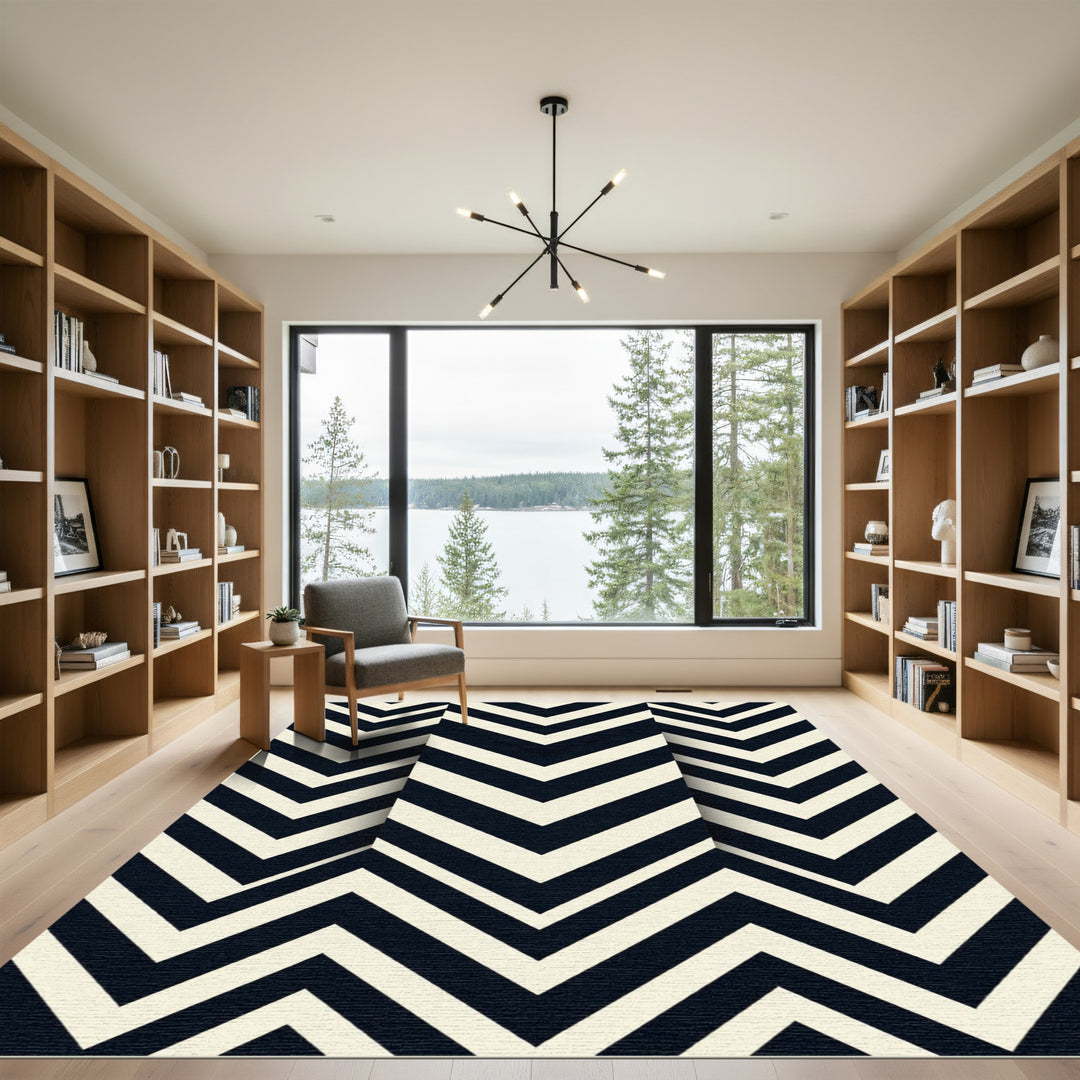 Black Cream Classic Chevron Rug