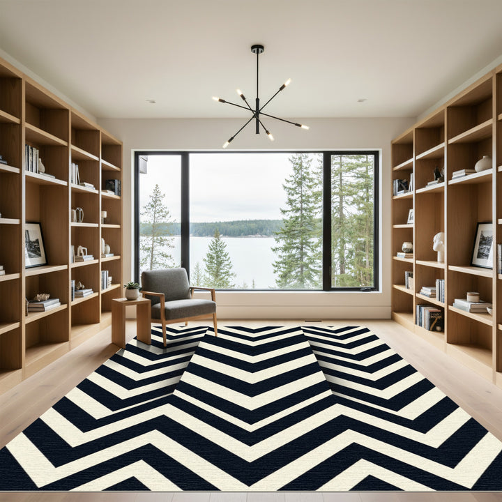 Black Cream Classic Chevron Rug