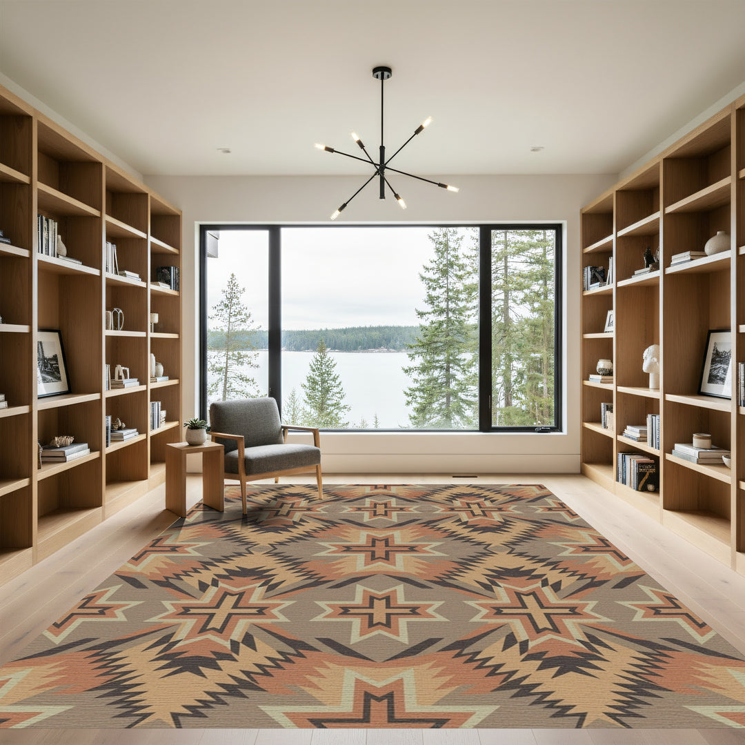 Earth Tones Geometric Sunburst Rug