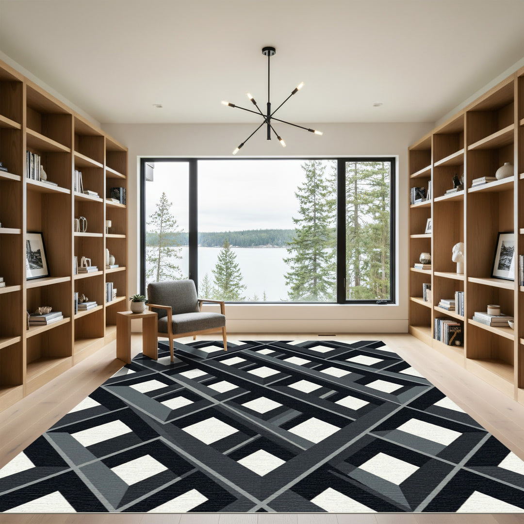 Monochromatic 3D Interlocking Grid Rug