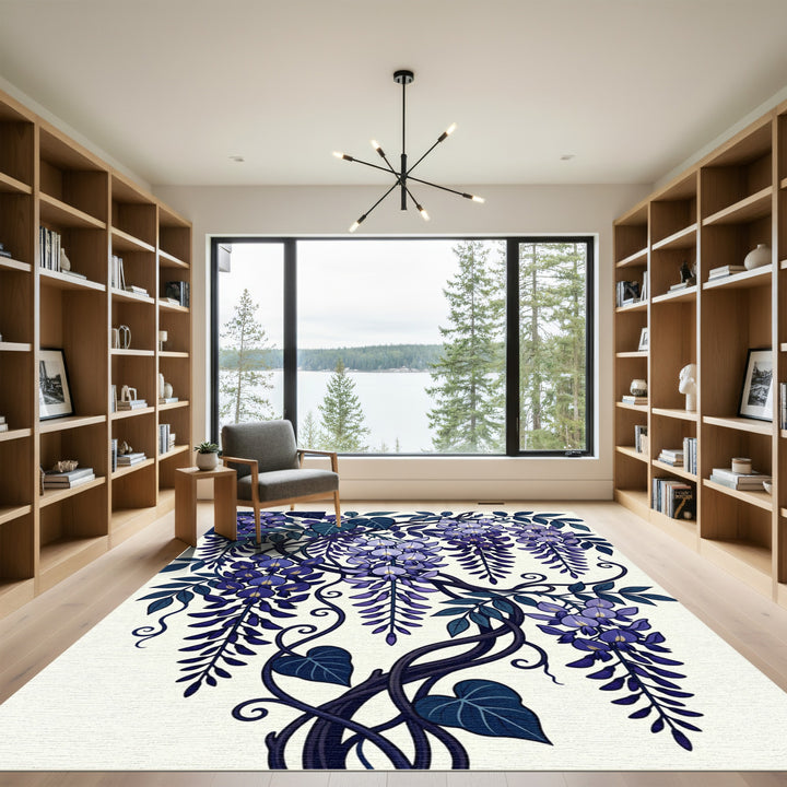 Purple Wisteria Vine Floral Arrangement Rug