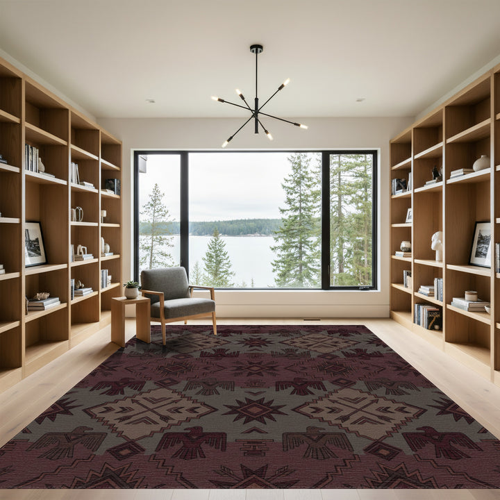 Earthy Eagle Arrow Diamond Medallion Rug