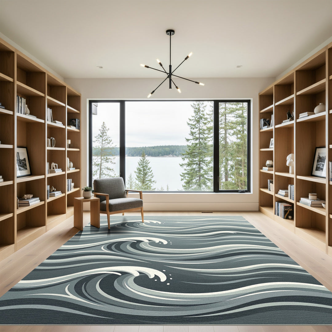 Monochrome Rippling Water Rug
