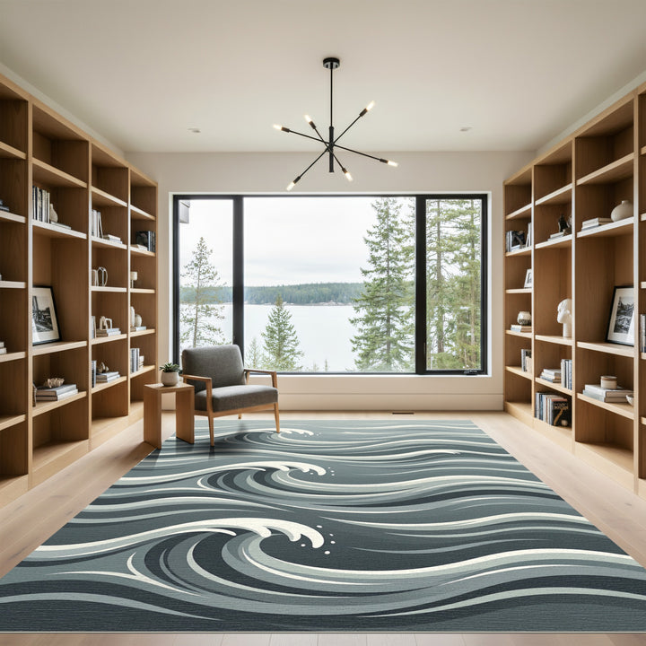 Monochrome Rippling Water Rug
