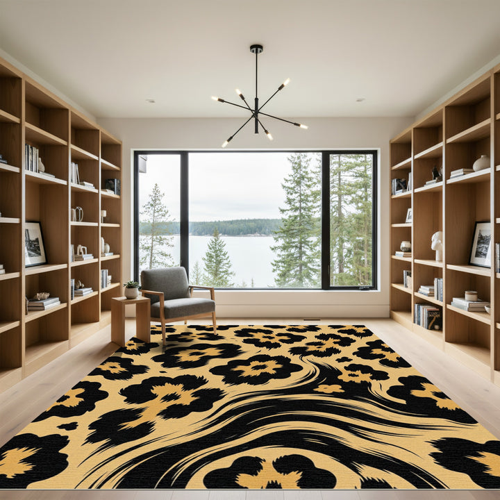 Bold Golden Leopard Spots Rug