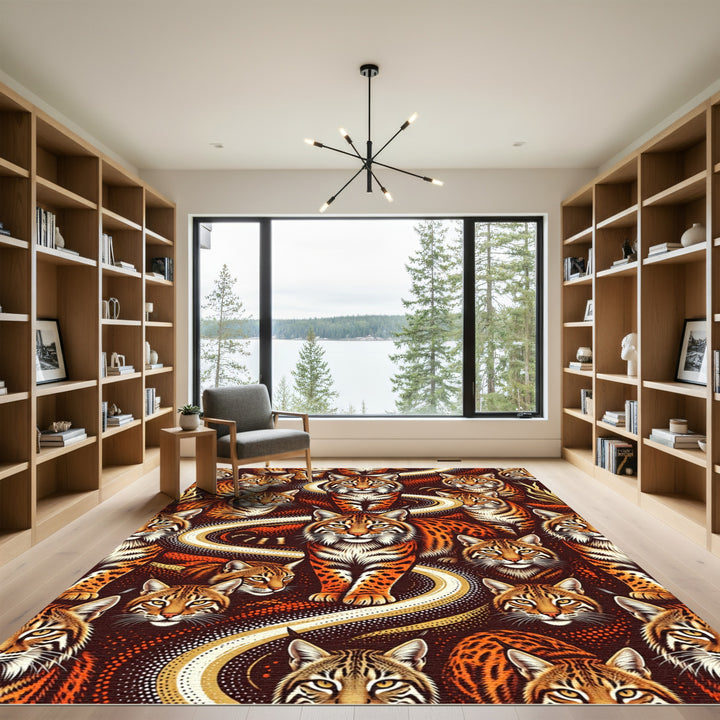 Vibrant Orange Lynx Swirl Rug