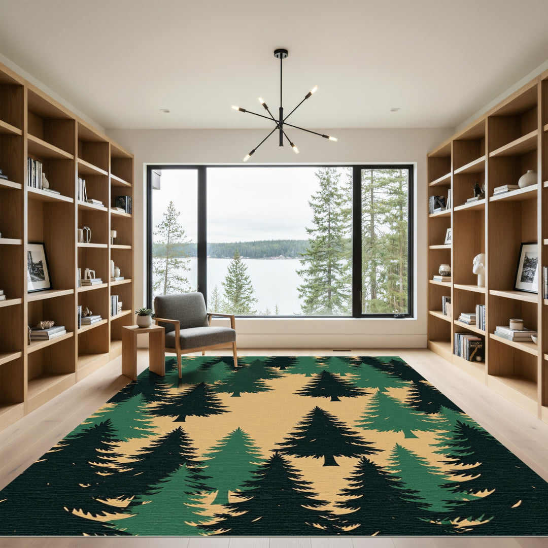 Forest Evergreen Trees Silhouette Rug