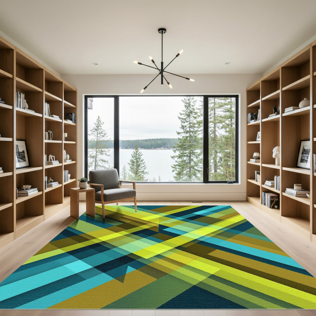Modern Abstract Intersecting Lines Rug