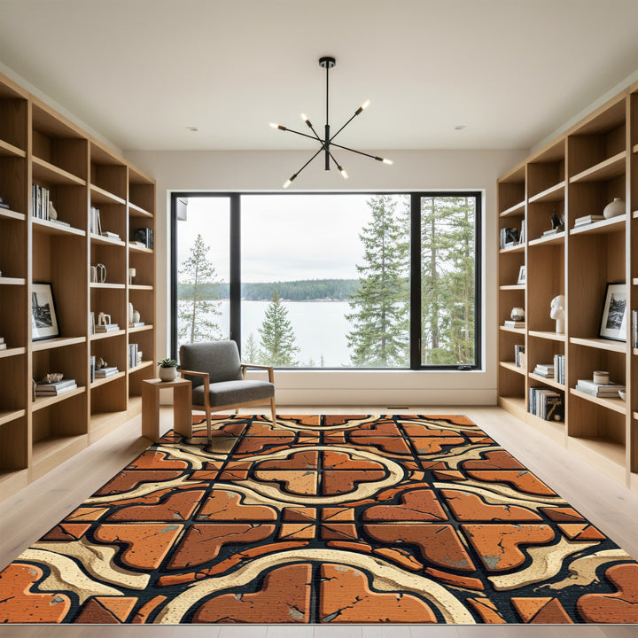 Terracotta Tile Quatrefoil Arrangement Rug