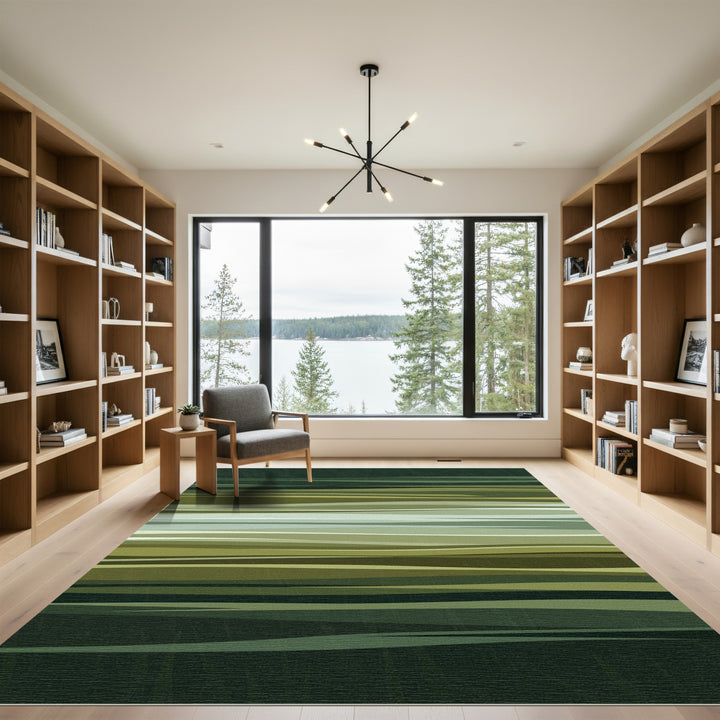 Abstract Organic Green Wave Rug