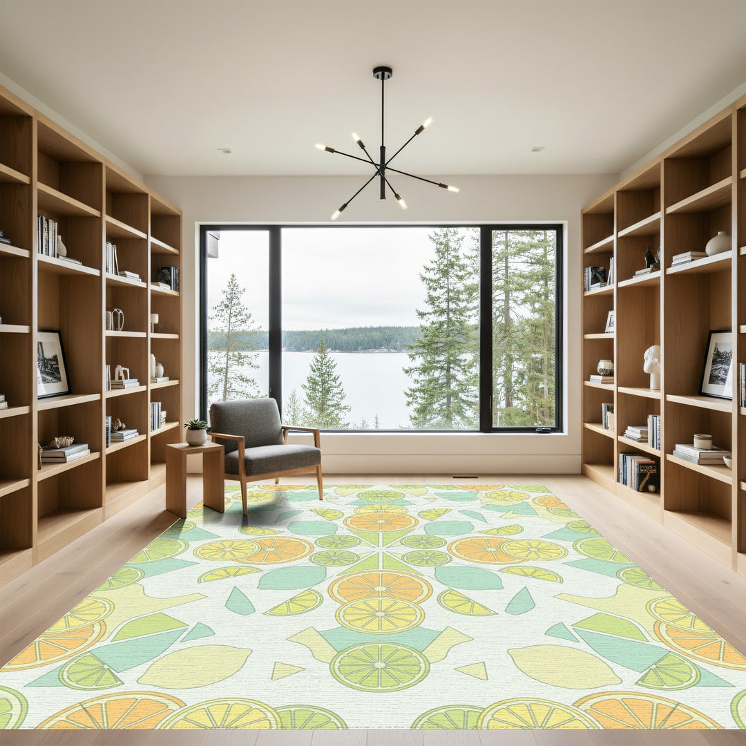 Citrus Slices Mandala Geometric Rug