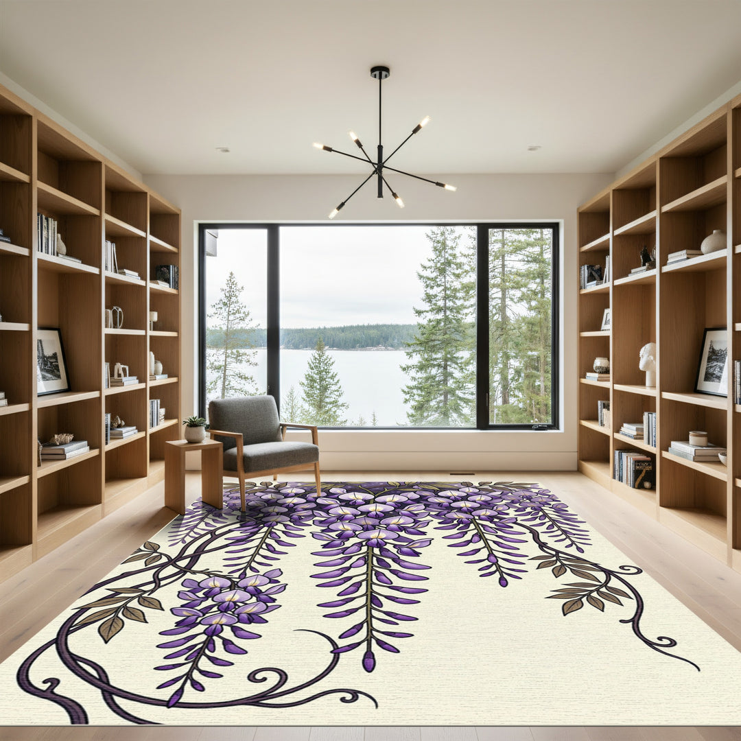 Elegant Purple Wisteria Blossom Rug