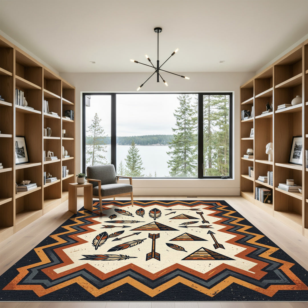 Tribal Feather Pyramid Accent Rug