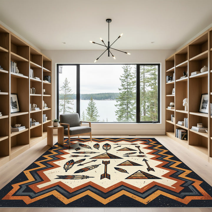Tribal Feather Pyramid Accent Rug
