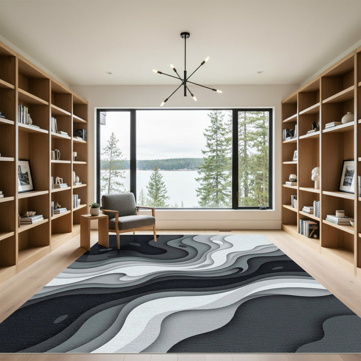 Monochromatic Abstract Layered Wave Rug