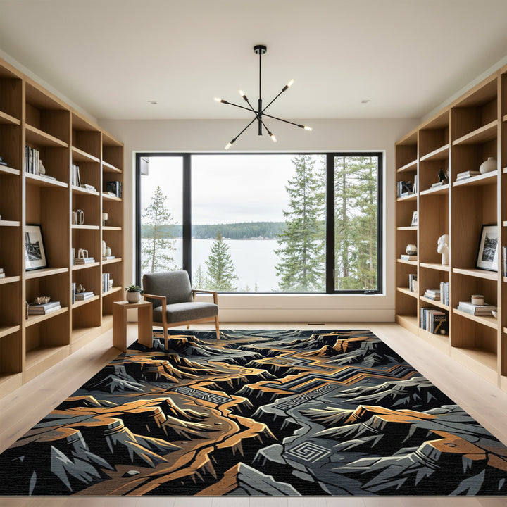 Earthy Canyon Geometric Maze Rug