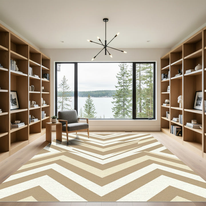 Chevron Cream Beige Zigzag Rug