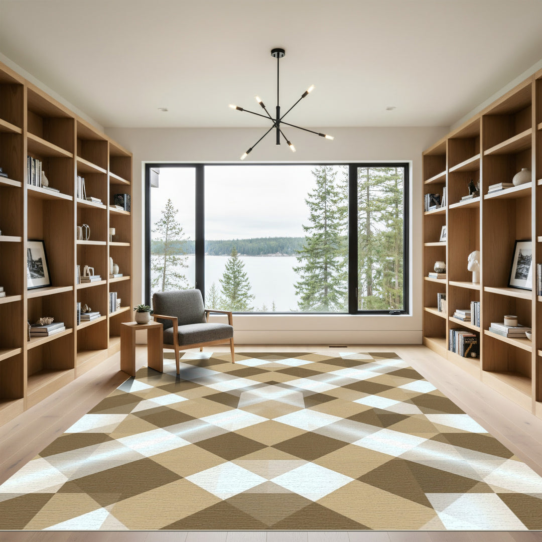 Brown White Diamond Weave Rug