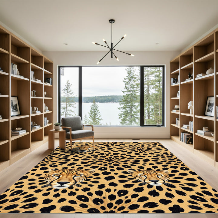 Exotic Cheetah Spots Floral Rug