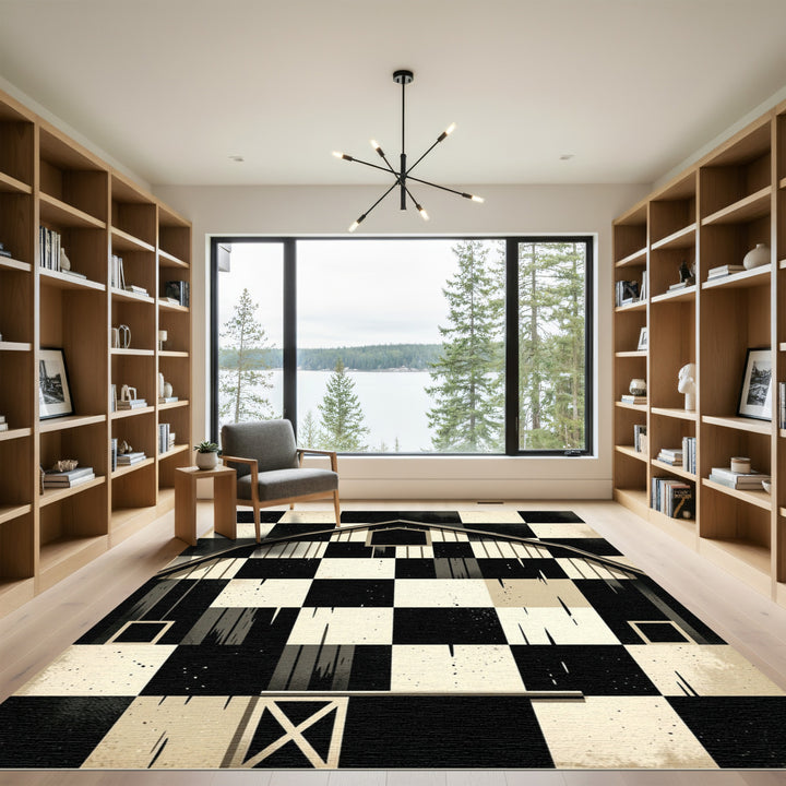 Monochromatic Barn Checkered Squares Rug