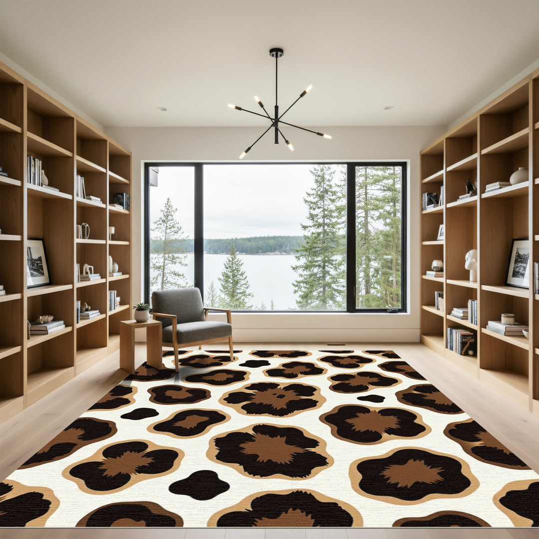 Leopard Print Brown and Tan Rug