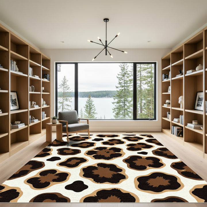 Leopard Print Brown and Tan Rug