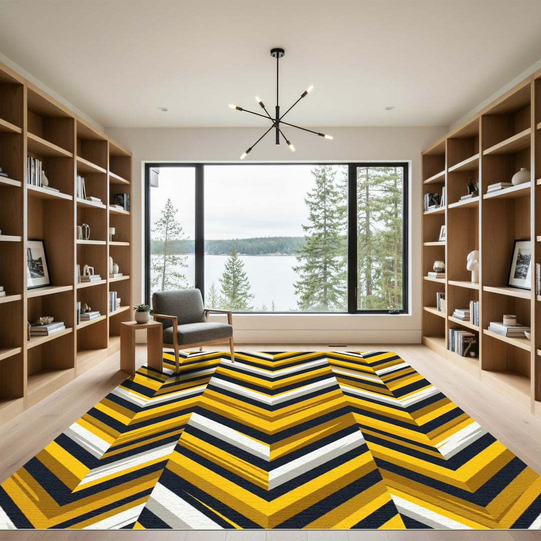 Bold Yellow Chevron Geometric Rug