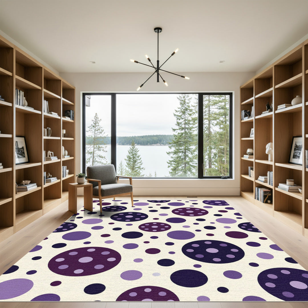 Purple Circles Scattered Dot Rug