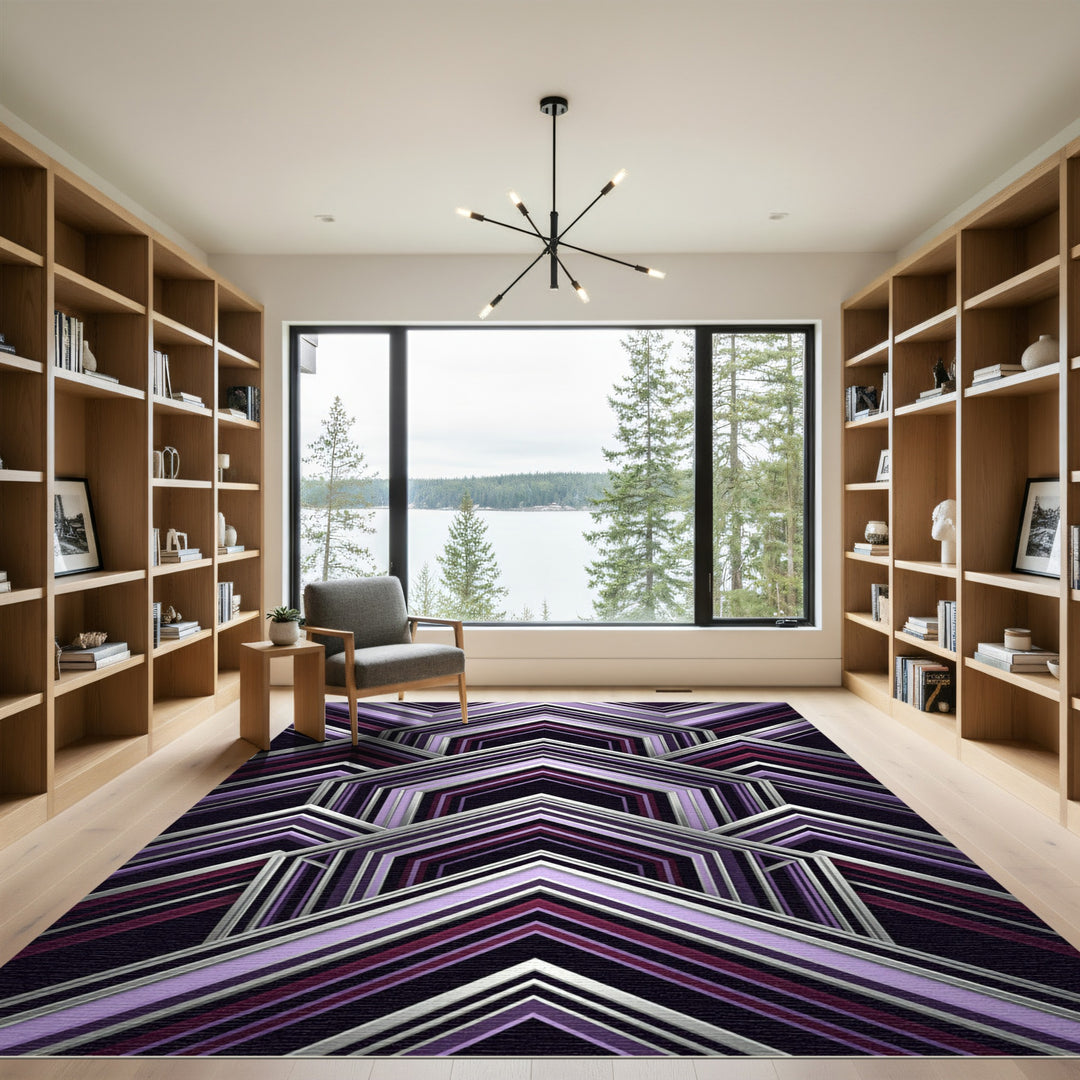 Art Deco Geometric Purple Plum Rug