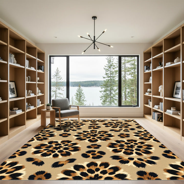 Leopard Bloom Round Area Rug