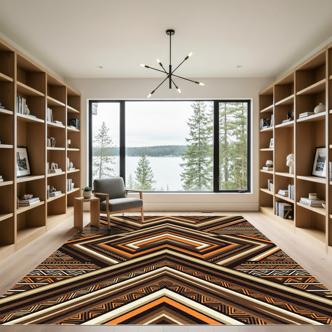 Geometric Tribal Chevron Earth Tone Rug
