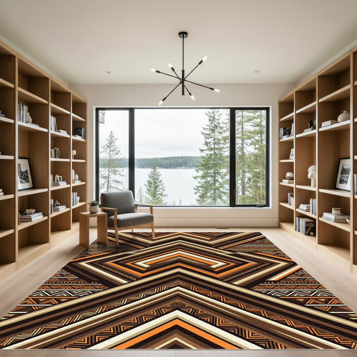 Geometric Tribal Chevron Earth Tone Rug
