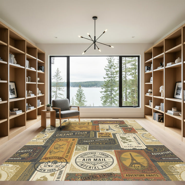 Voyage Ephemera Collage Rug