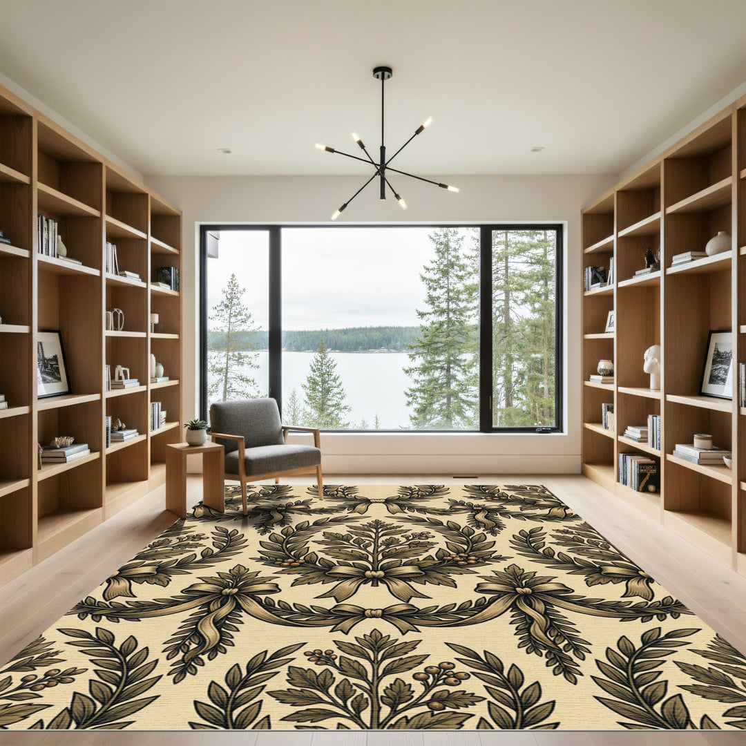 Elegant Laurel Wreath Bows Rug