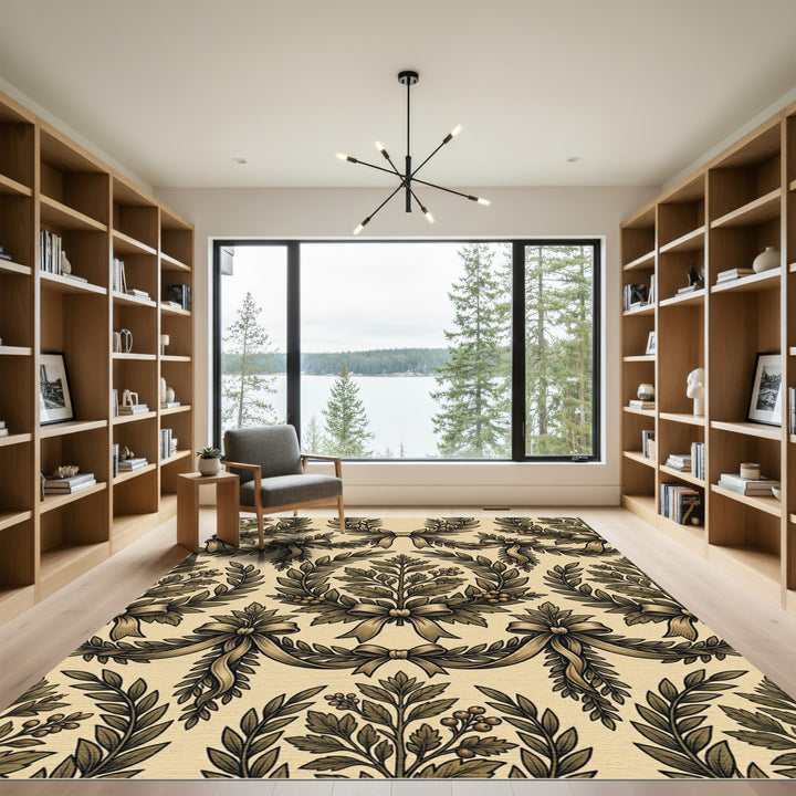 Elegant Laurel Wreath Bows Rug
