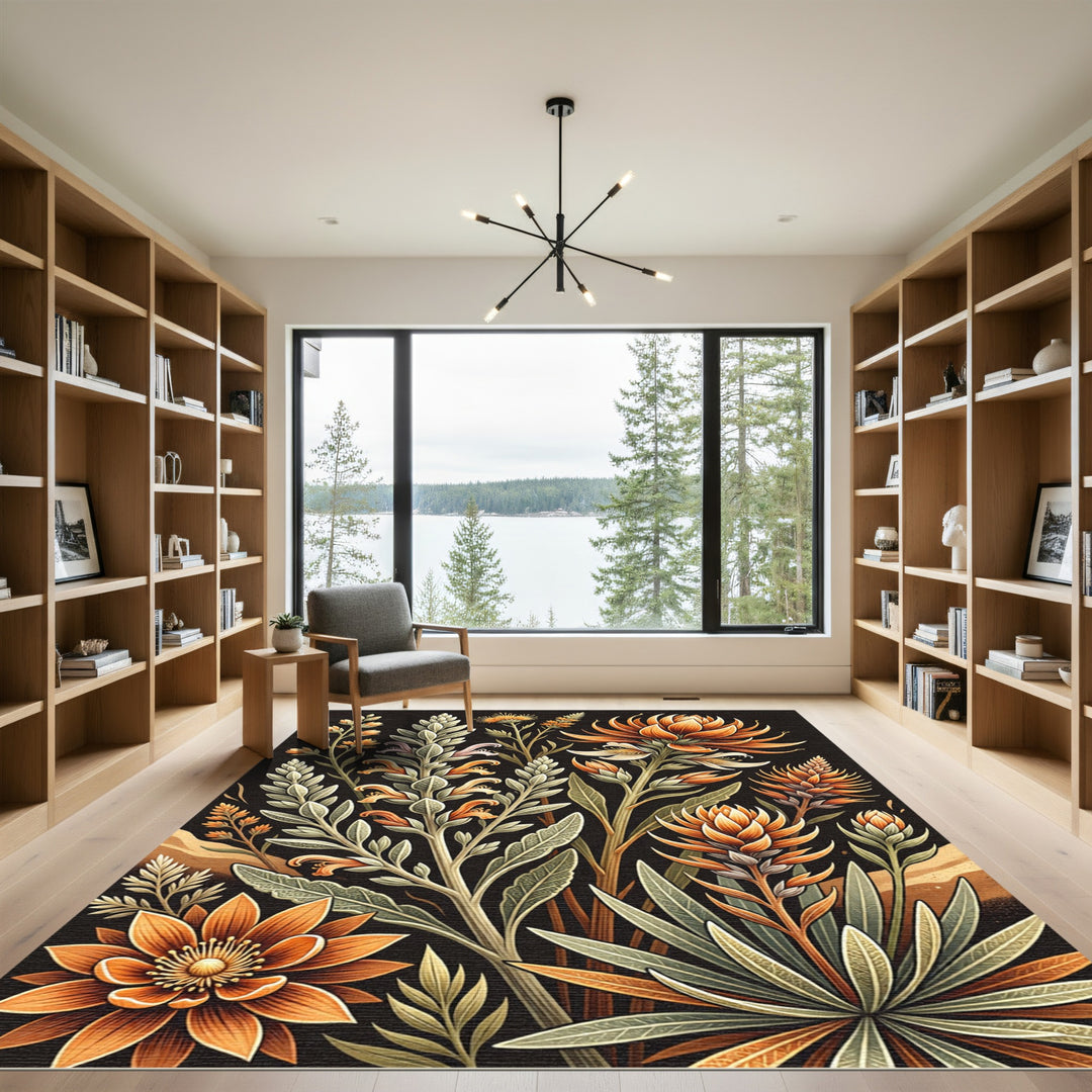 Exotic Orange Blossom Floral Rug