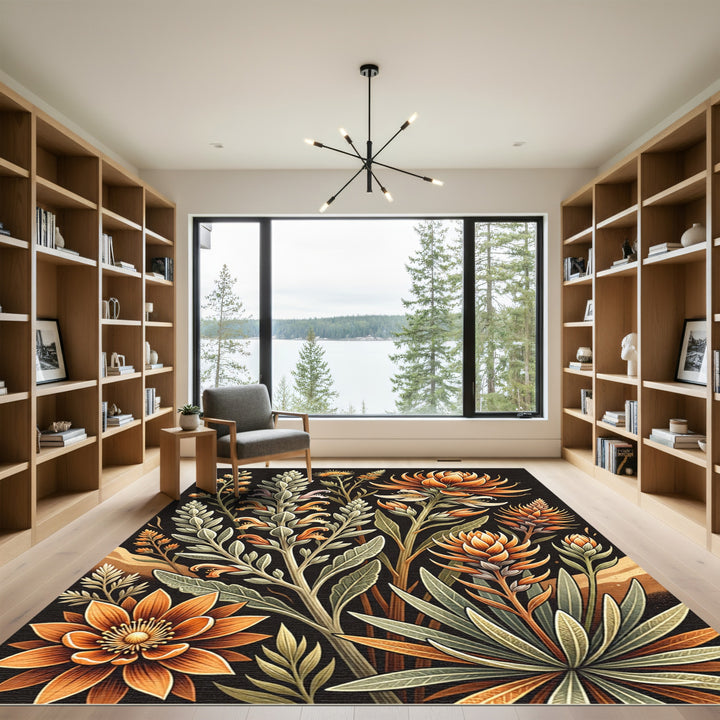Exotic Orange Blossom Floral Rug