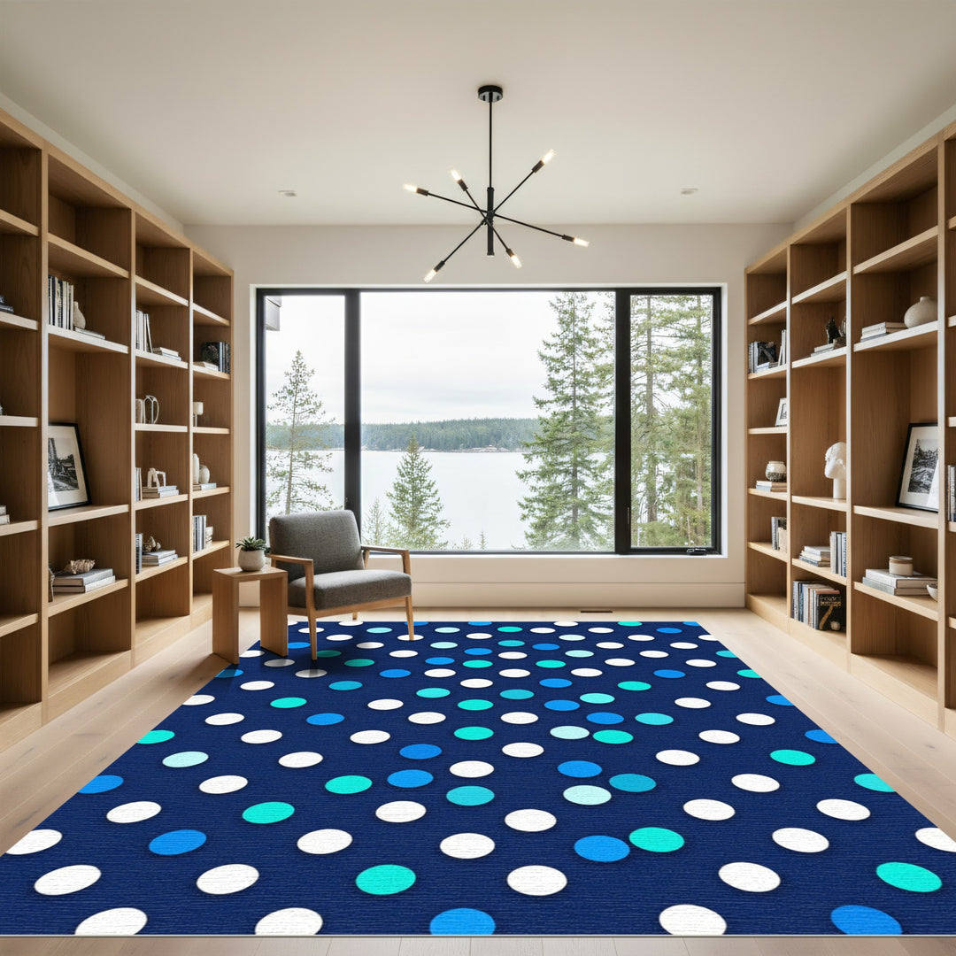 Navy Blue Polka Dot Scatter Rug