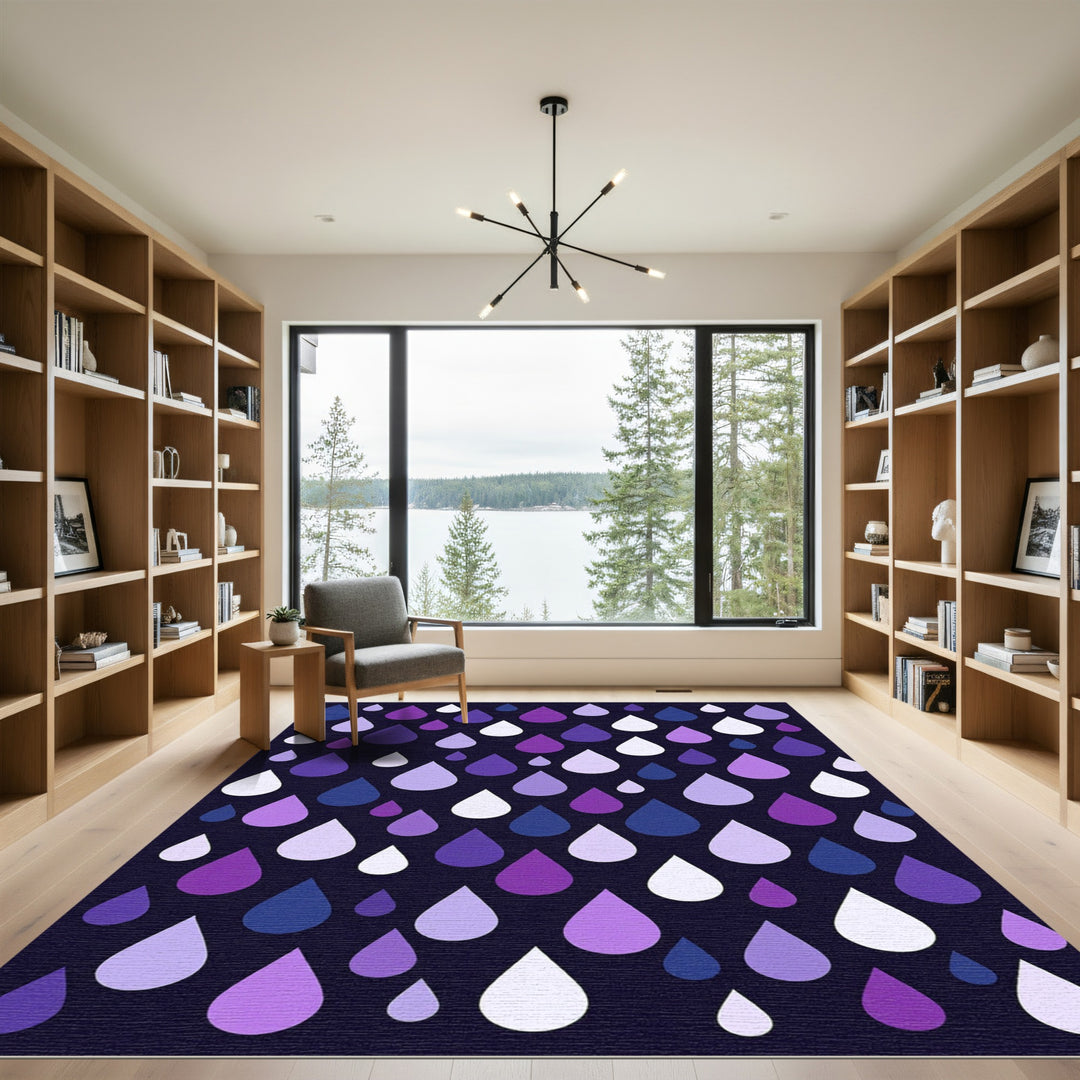 Purple Lavender Blue Rain Drops Rug