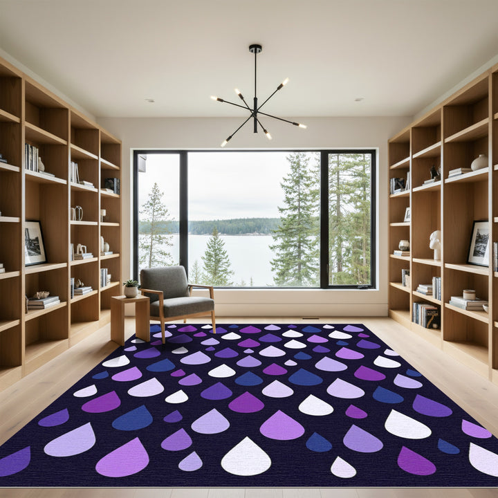 Purple Lavender Blue Rain Drops Rug