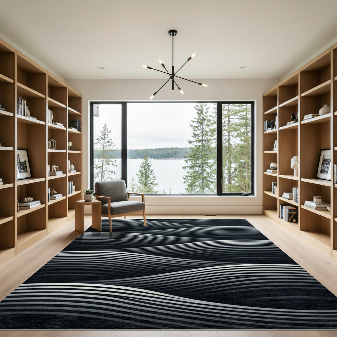 Monochromatic Wavy Stripe Rug