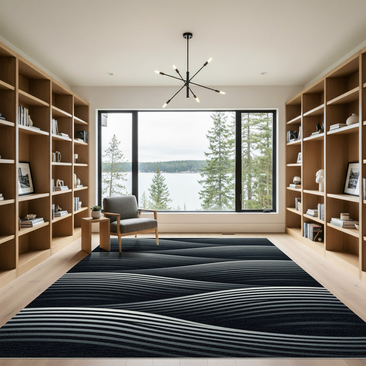 Monochromatic Wavy Stripe Rug