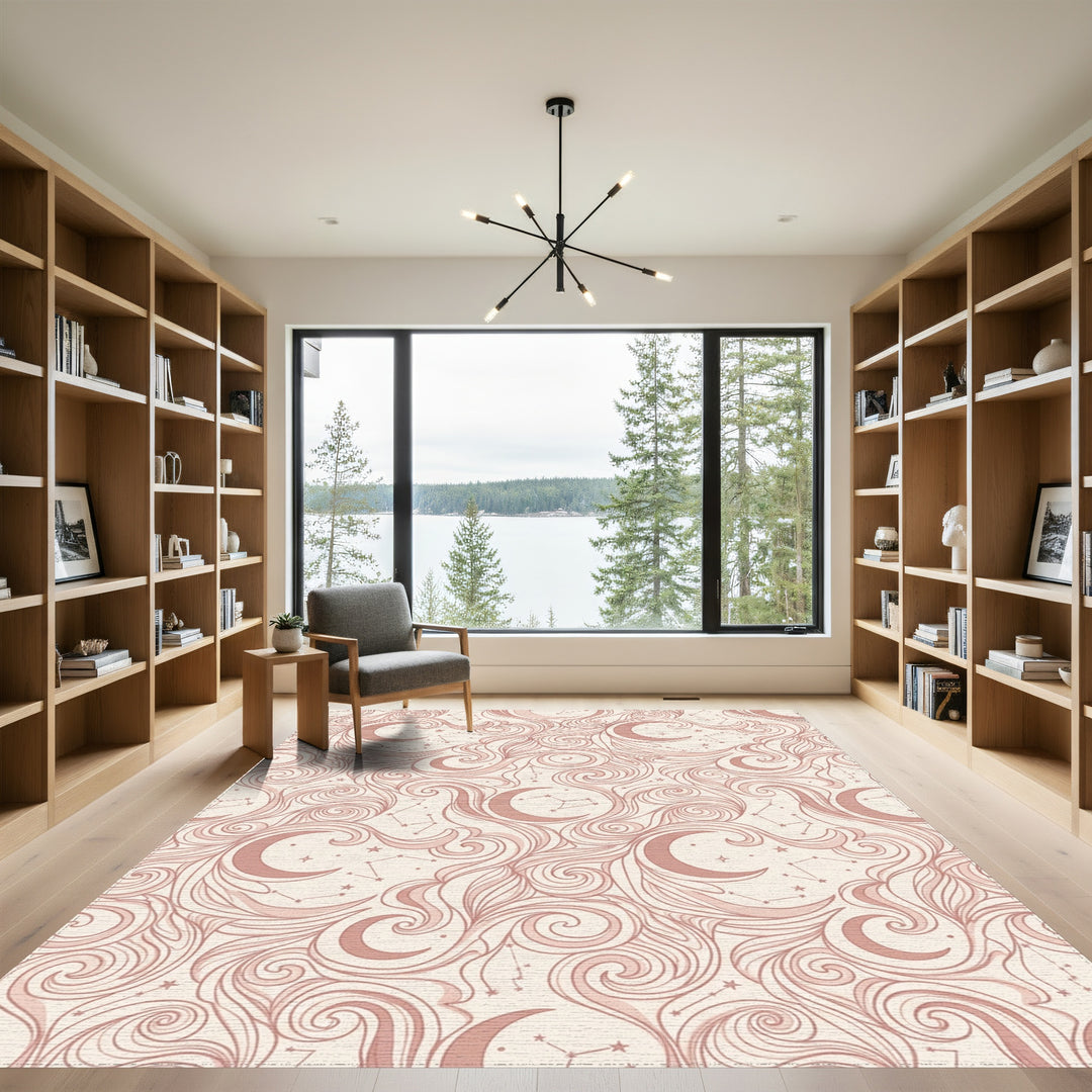 Rose Celestial Swirl Moon Constellation Rug