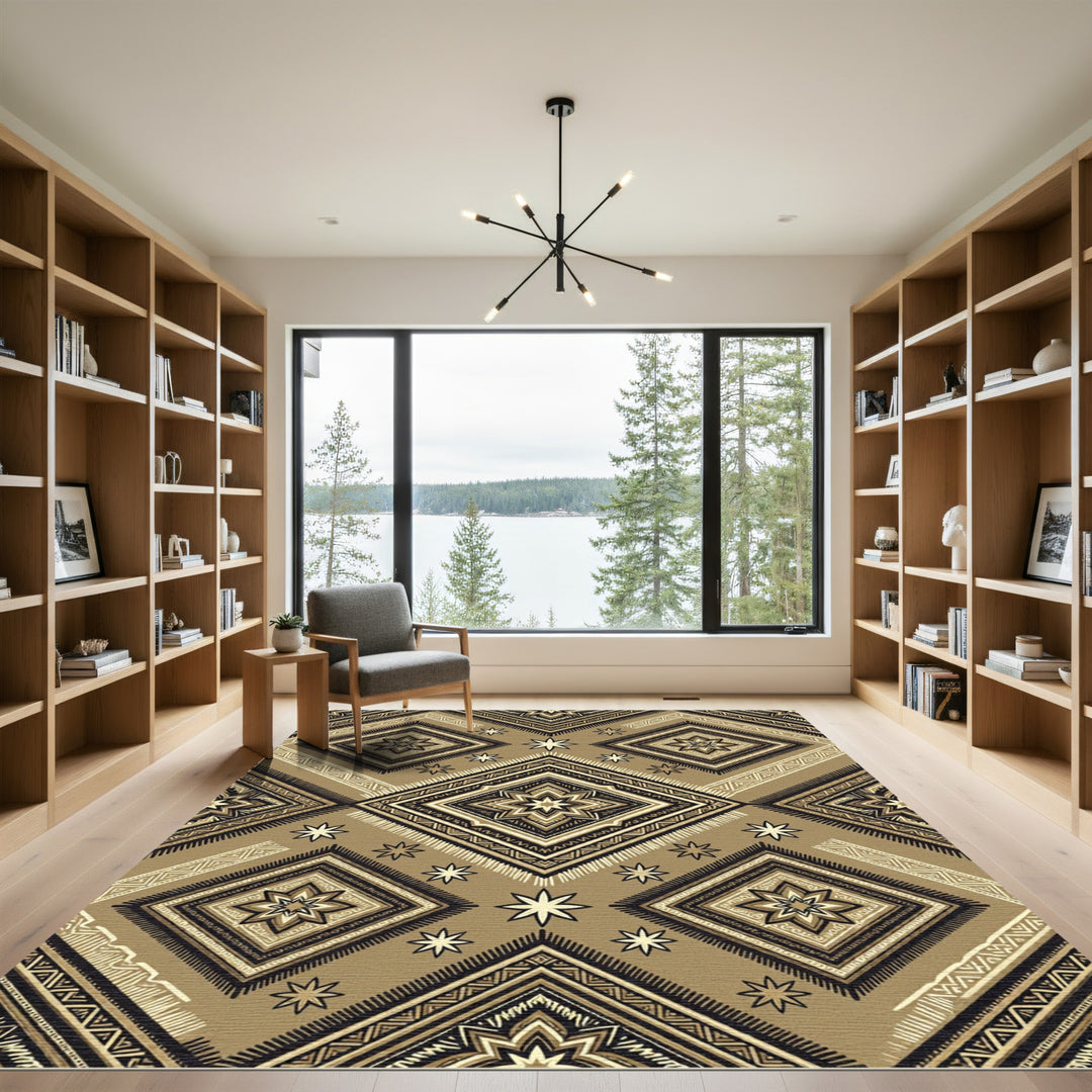 Tribal Geometric Diamond Star Rug