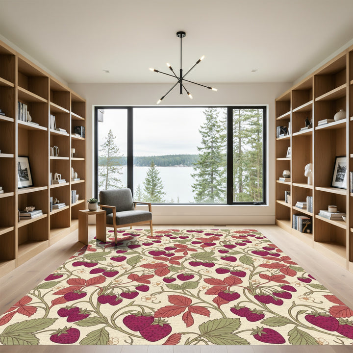 Vintage Strawberry and Leaf Vine Rug