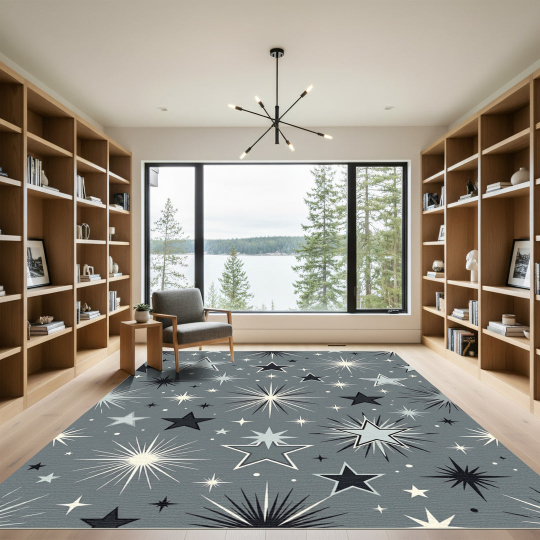 Retro Starburst Glitter Galactic Wallpaper Rug